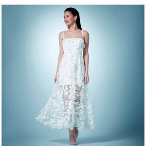 Helsi Audrey Square-Neck Floral Applique Sheer Midi Dress